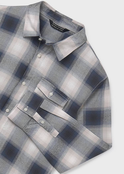 Boy Flannel Plaid Shirt - Grey