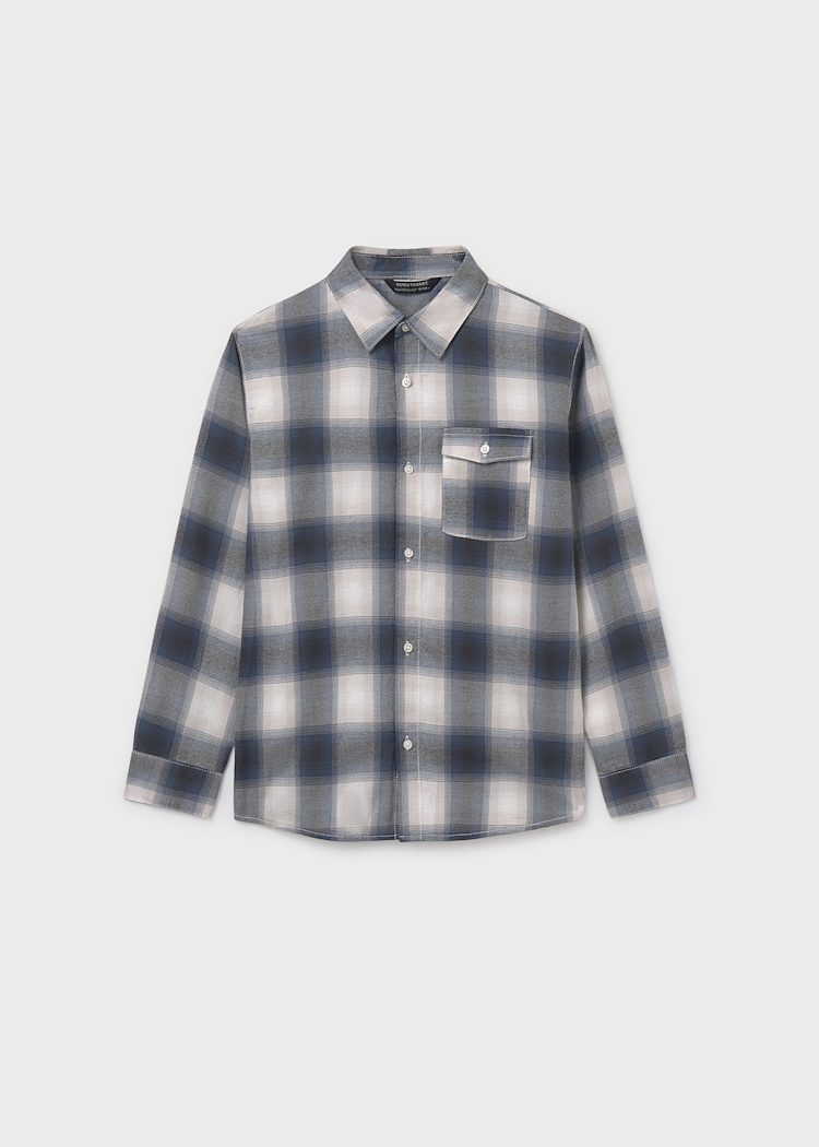 Boy Flannel Plaid Shirt - Grey