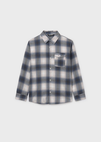 Boy Flannel Plaid Shirt - Grey