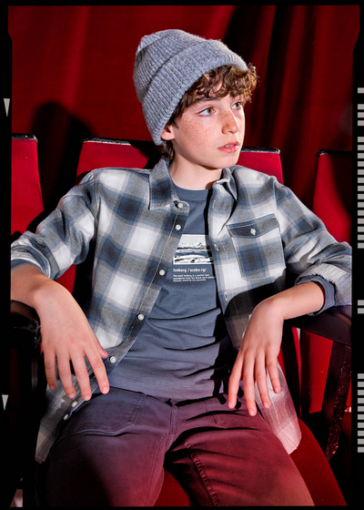 Boy Flannel Plaid Shirt - Grey