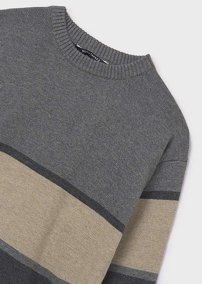 Boy Color Block Knit Sweater - Graphite