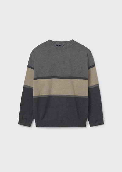 Boy Color Block Knit Sweater - Graphite