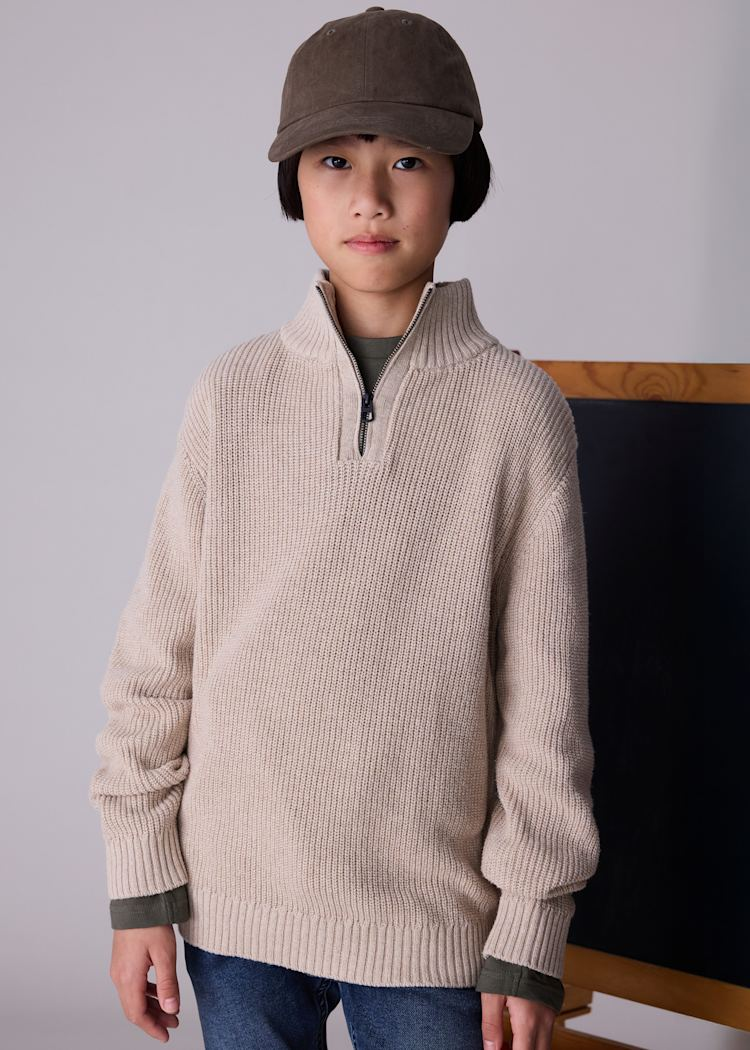 Boy Quarter Zip Sweater - Chai
