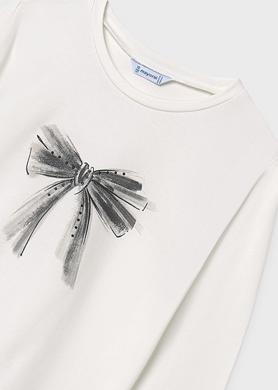 Girl Basic Print T-Shirt - Cream & Black