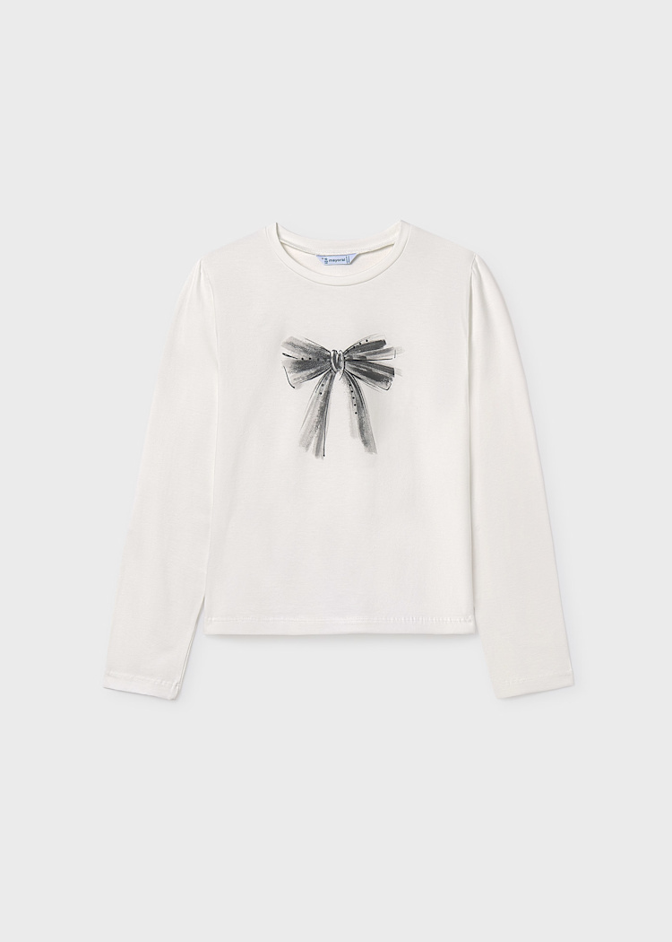 Girl Basic Print T-Shirt - Cream & Black