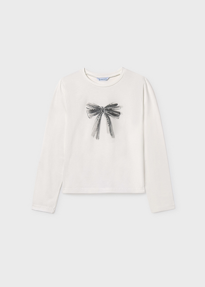 Girl Basic Print T-Shirt - Cream & Black