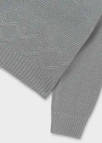 Girl Metallic Knit Sweater - Jade