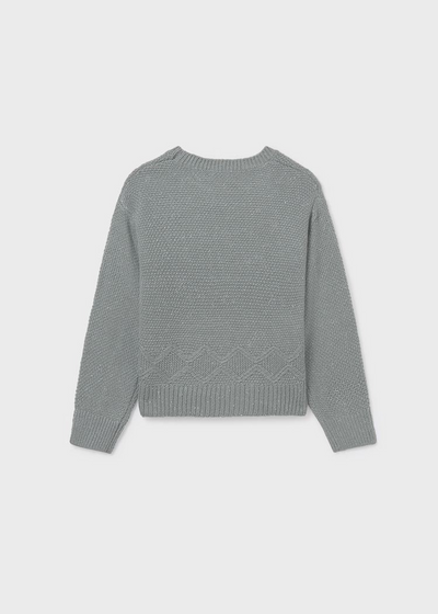 Girl Metallic Knit Sweater - Jade