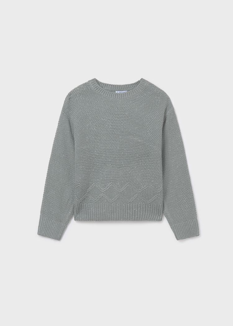 Girl Metallic Knit Sweater - Jade