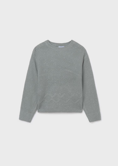 Girl Metallic Knit Sweater - Jade