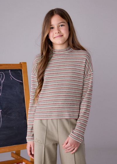 Girl Mock Neck Sweater - Blush