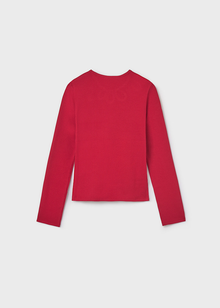 Girl Rib Knit T-Shirt - Red