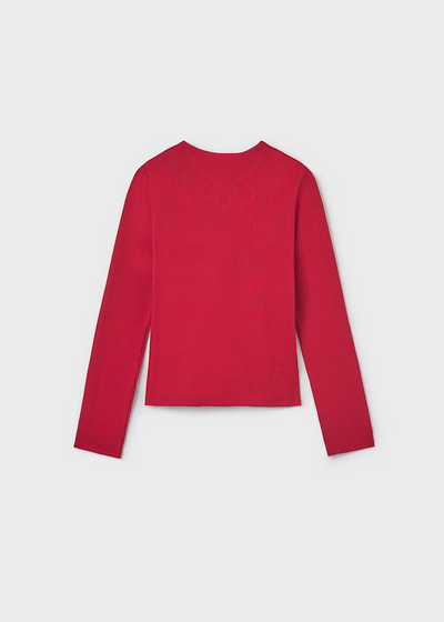 Girl Rib Knit T-Shirt - Red