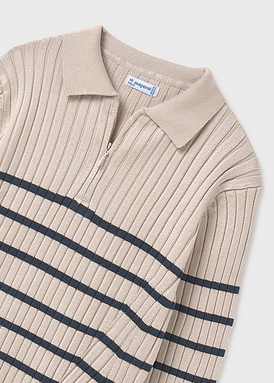 Girl Knit Polo Shirt - Tapioca
