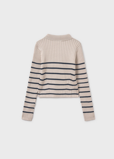 Girl Knit Polo Shirt - Tapioca