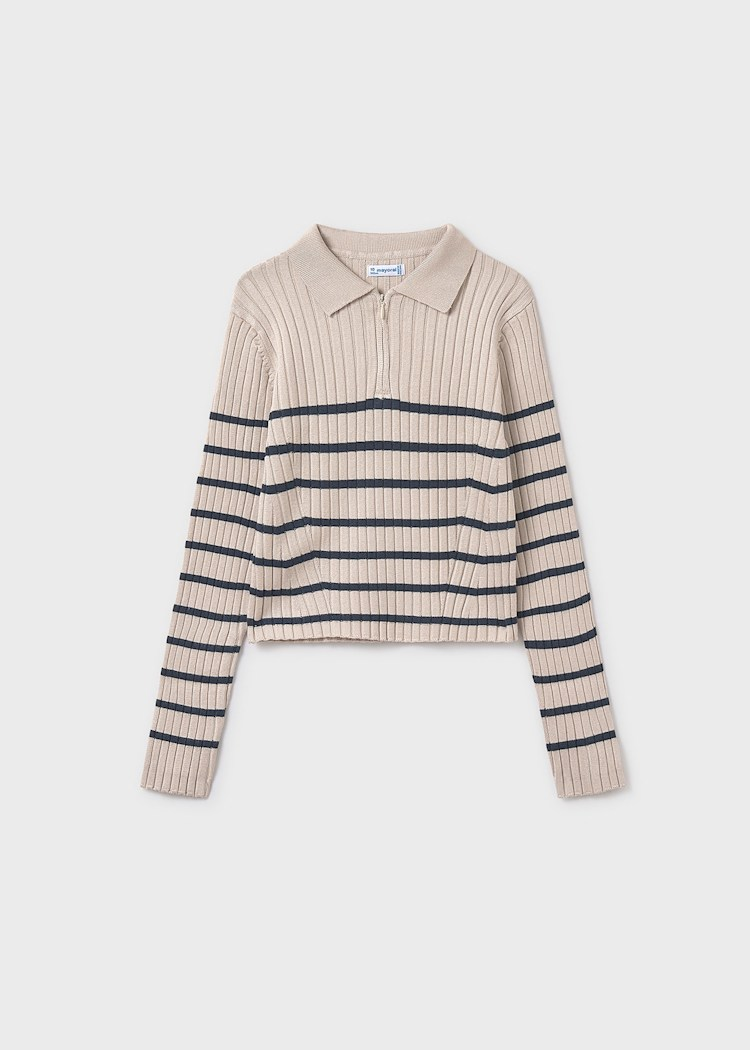 Girl Knit Polo Shirt - Tapioca