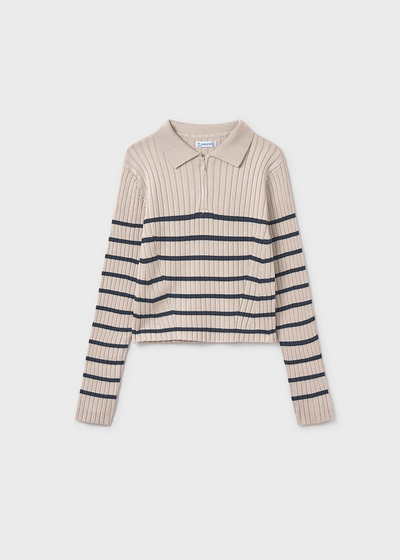 Girl Knit Polo Shirt - Tapioca