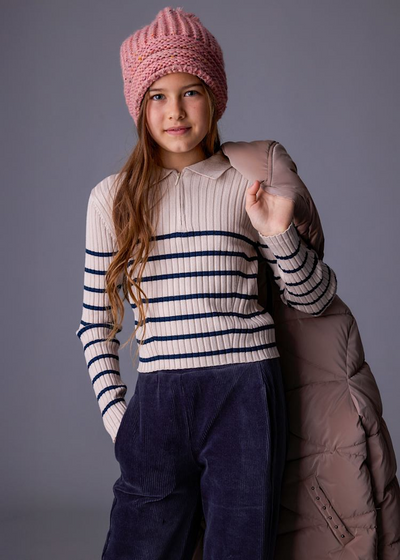 Girl Knit Polo Shirt - Tapioca