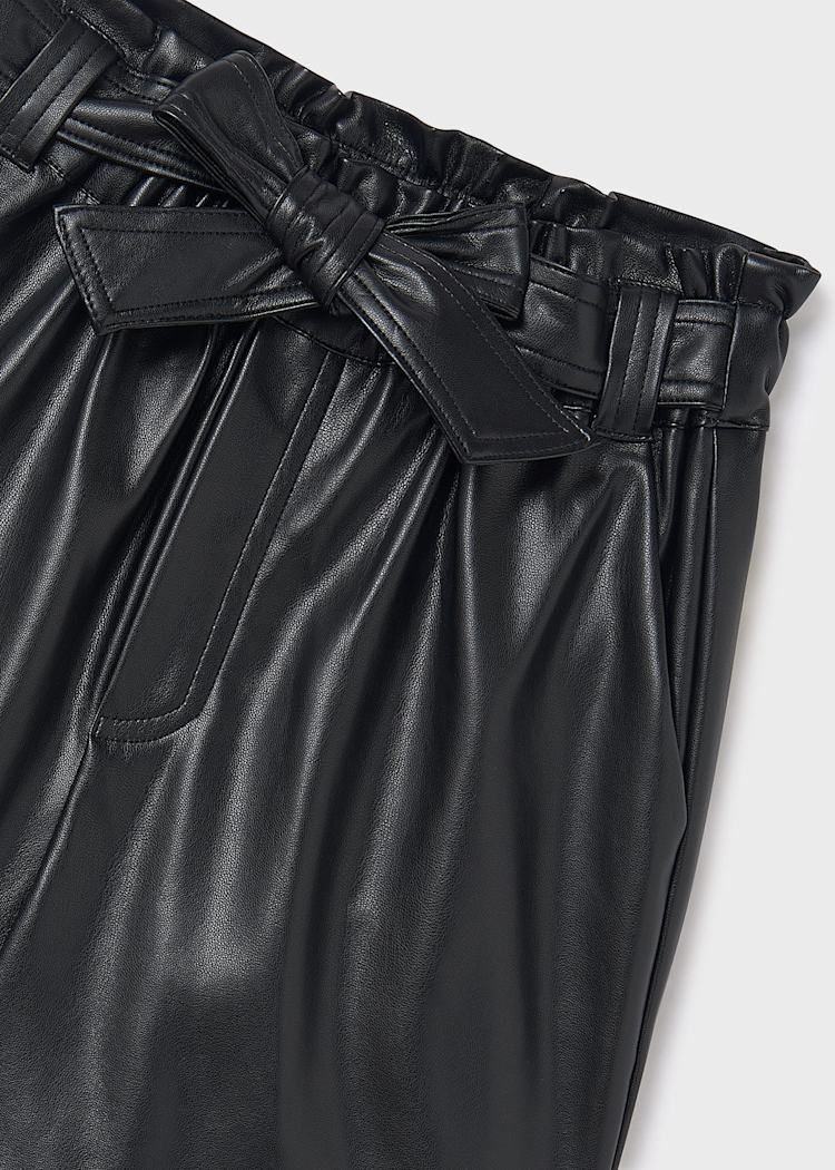 Girl Leatherette Shorts - Black