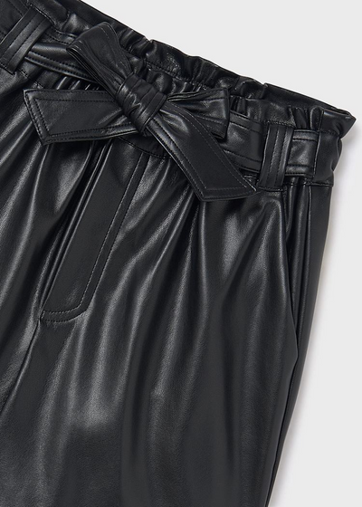 Girl Leatherette Shorts - Black