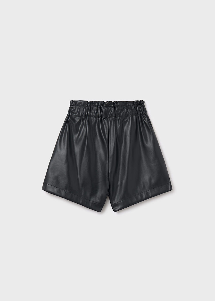 Girl Leatherette Shorts - Black