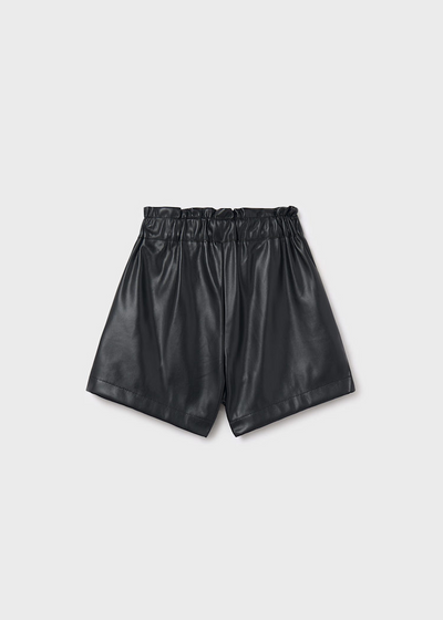 Girl Leatherette Shorts - Black