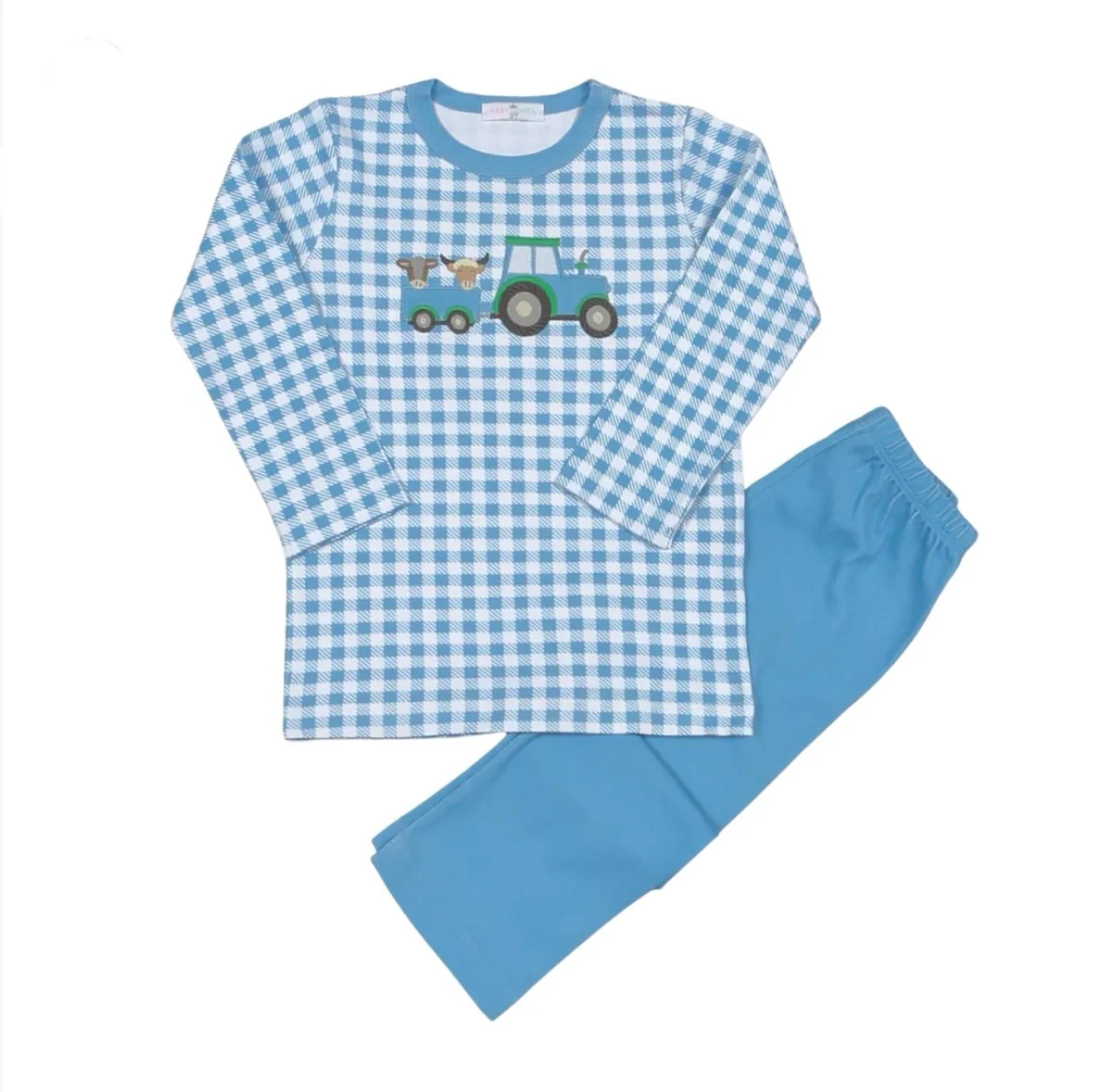 Tractors and Tails Pima Applique Pants set