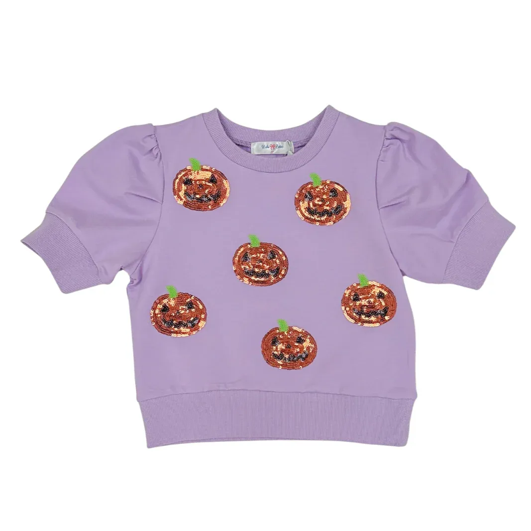 Purple Sequin Jack-o-Lanterns Tee