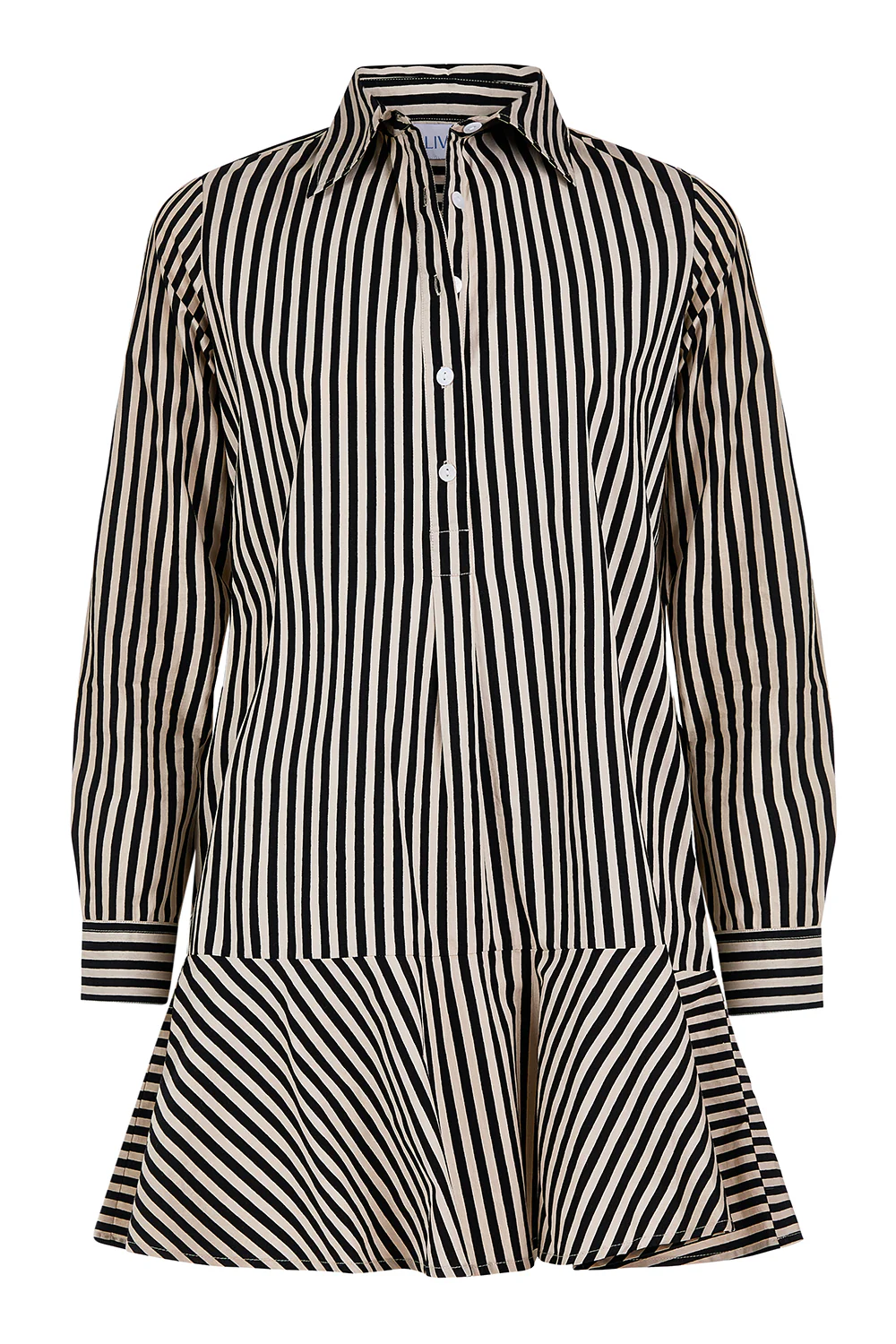 Polly Dress, Ganache Pinstripe