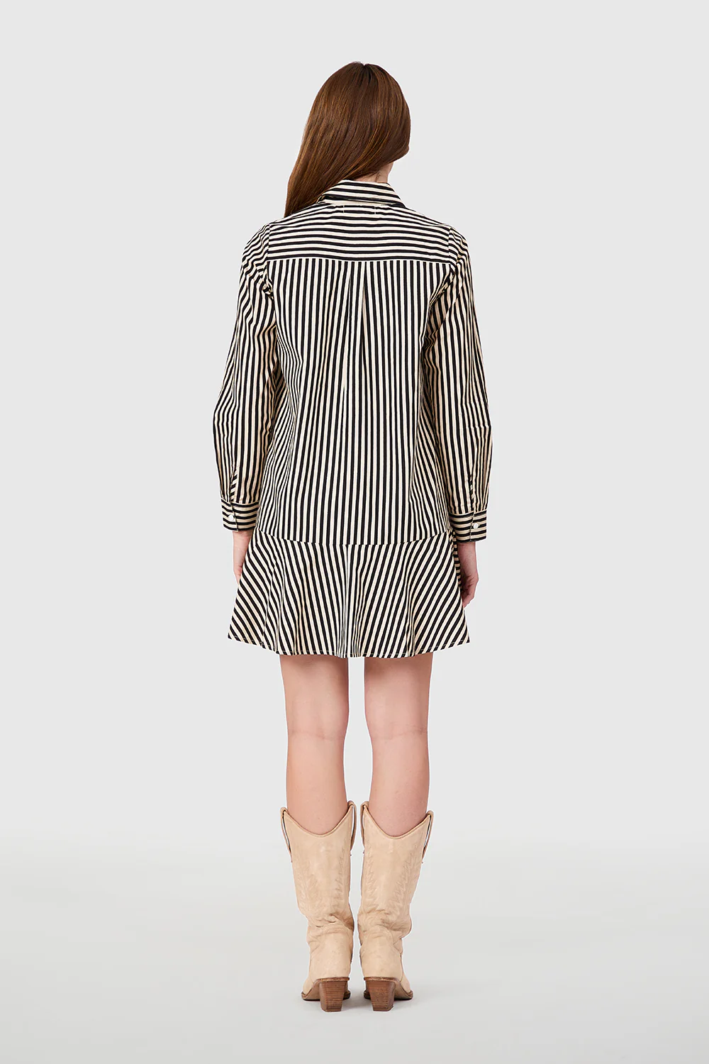 Polly Dress, Ganache Pinstripe