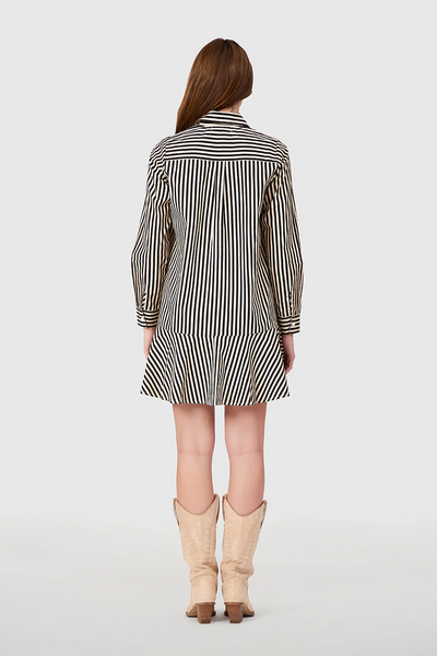 Polly Dress, Ganache Pinstripe