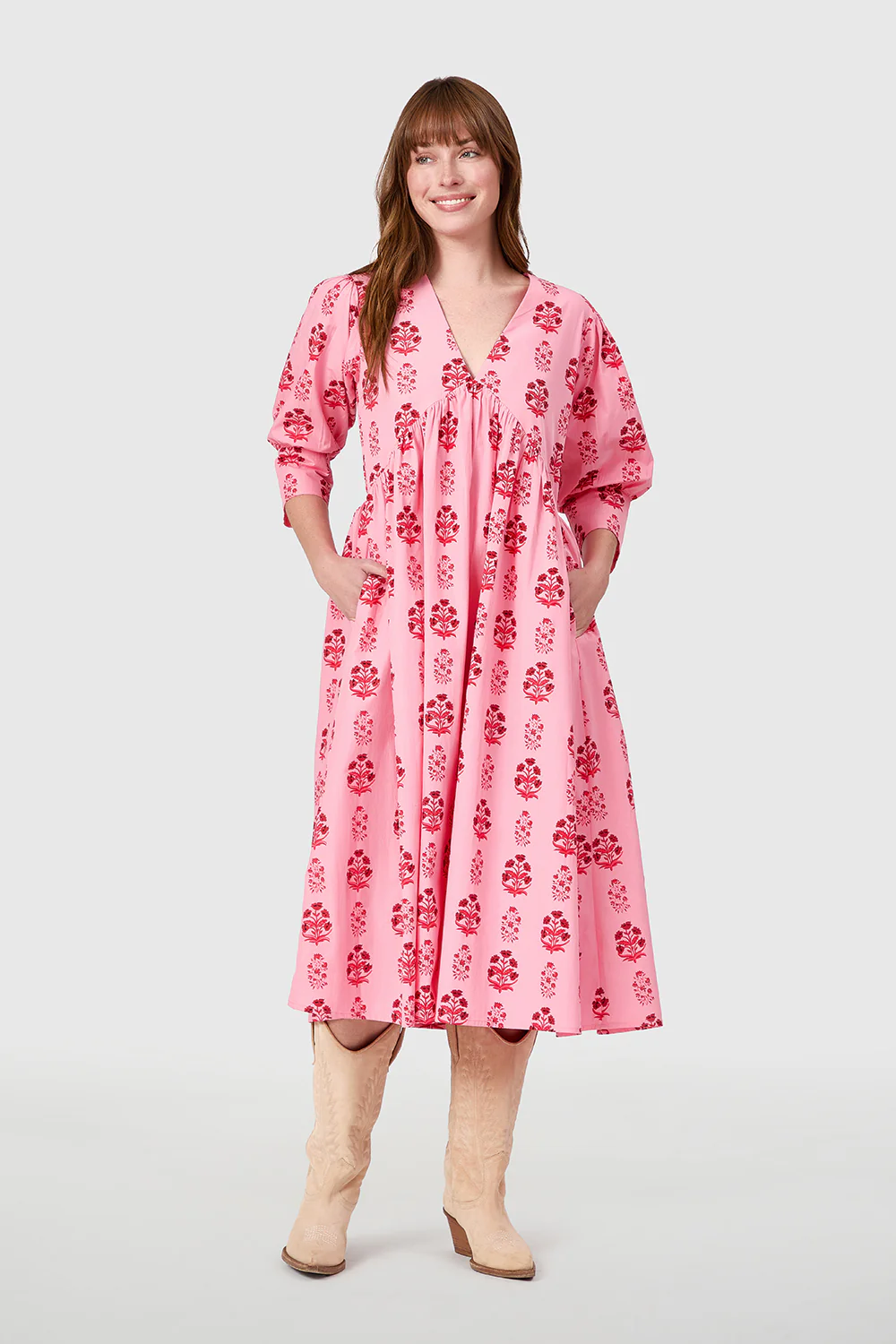 Ingrid Dress, Scarlet Blossom