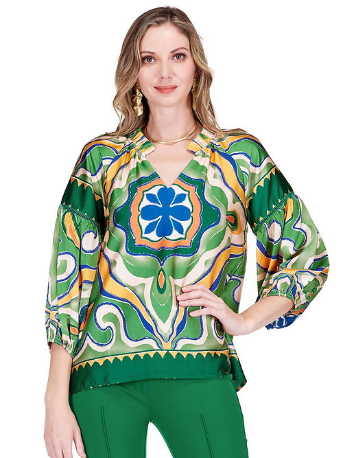 Moroccan Tile Peasant Top