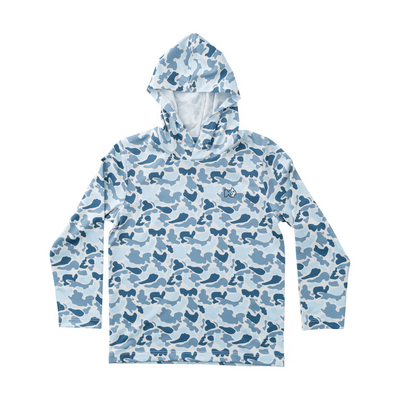 Kid's Pro Performance Hoodie T-shirt in Blue Break Point Camo with PRODOH Logo