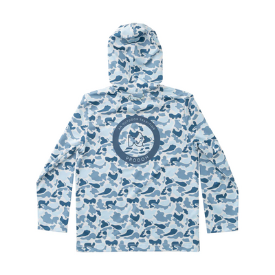 Kid's Pro Performance Hoodie T-shirt in Blue Break Point Camo with PRODOH Logo