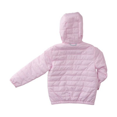 Girls Hooded Puffer Jacket in Pink Tulle with Cowboy Boot Print Liner
