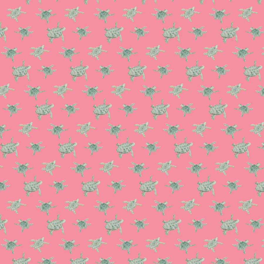 Girl's Puffer Vest in Plumeria Pink with Sea Turtle Print Liner