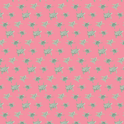 Girl's Puffer Vest in Plumeria Pink with Sea Turtle Print Liner