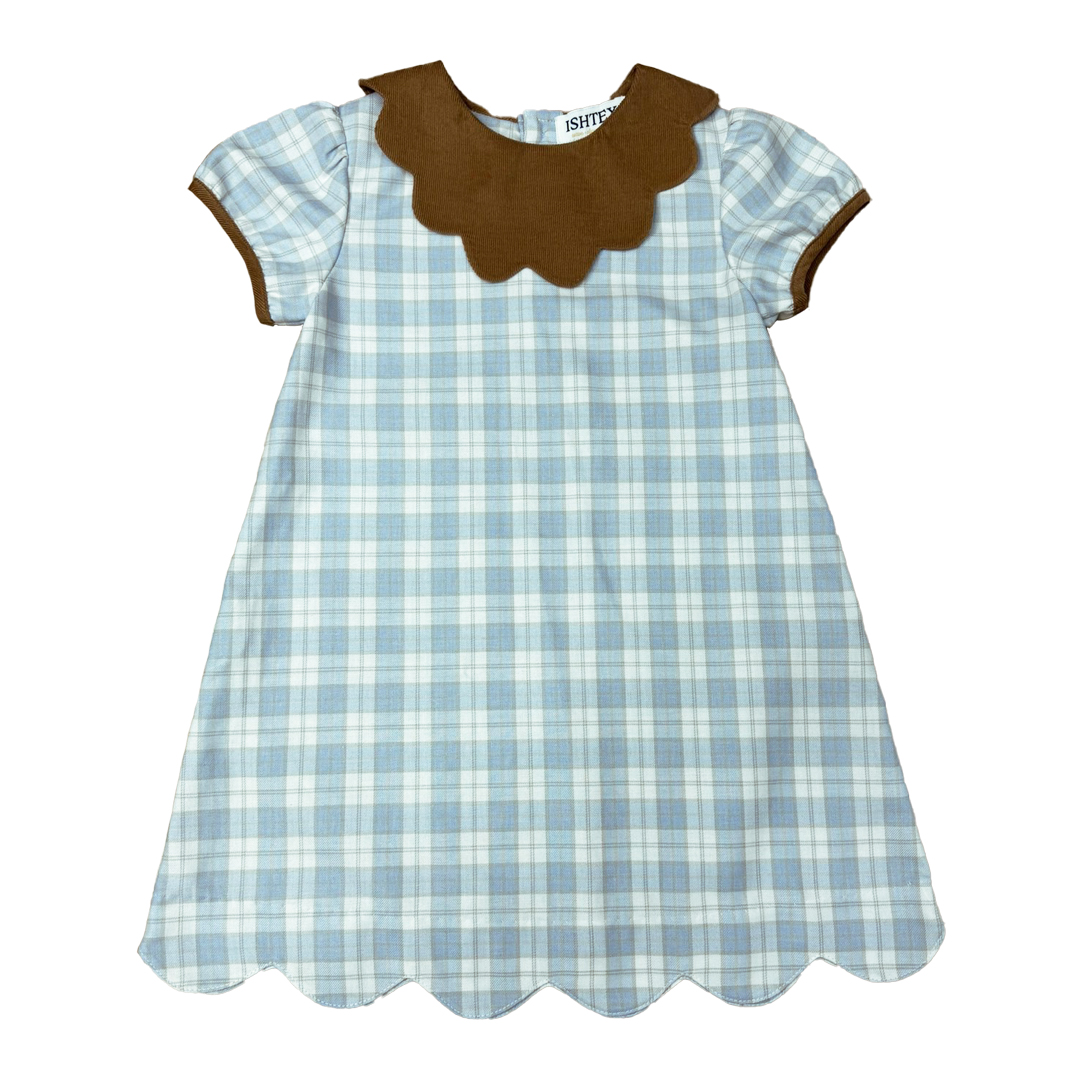 BLUE/KHAKI PLAID DRESS