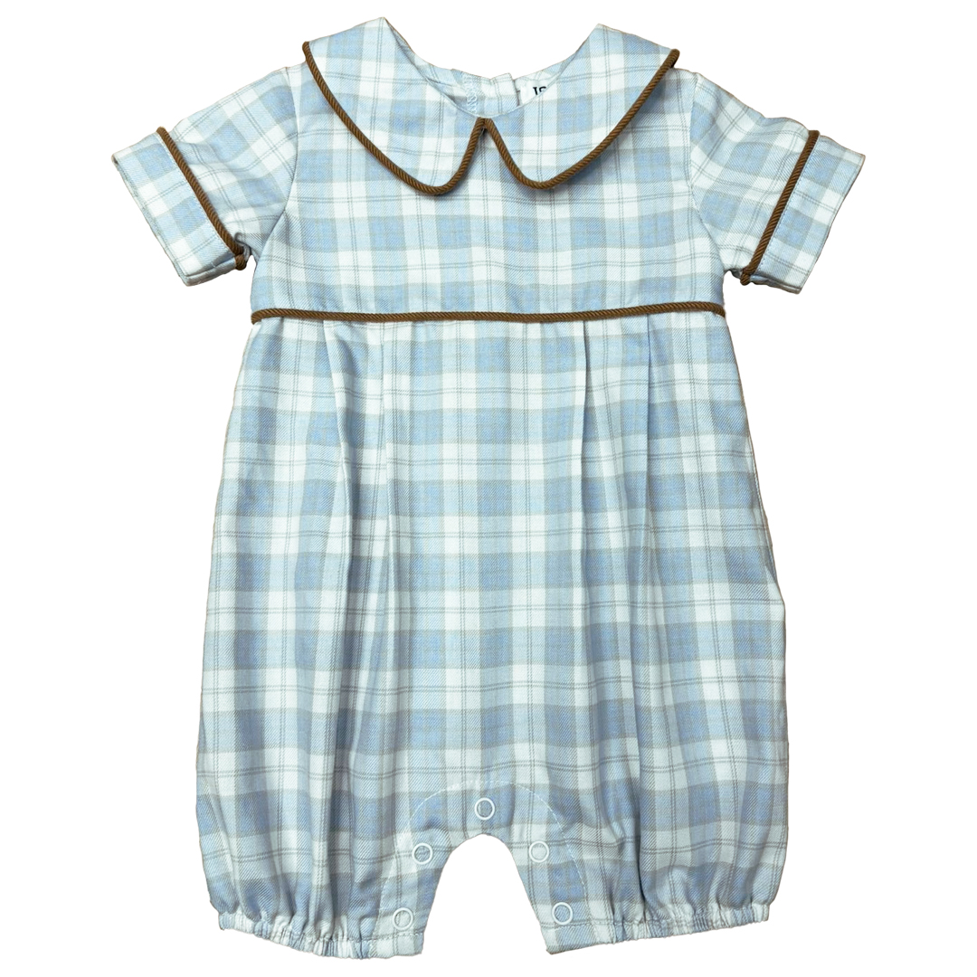 BLUE/PLAID BOY'S ROMPER