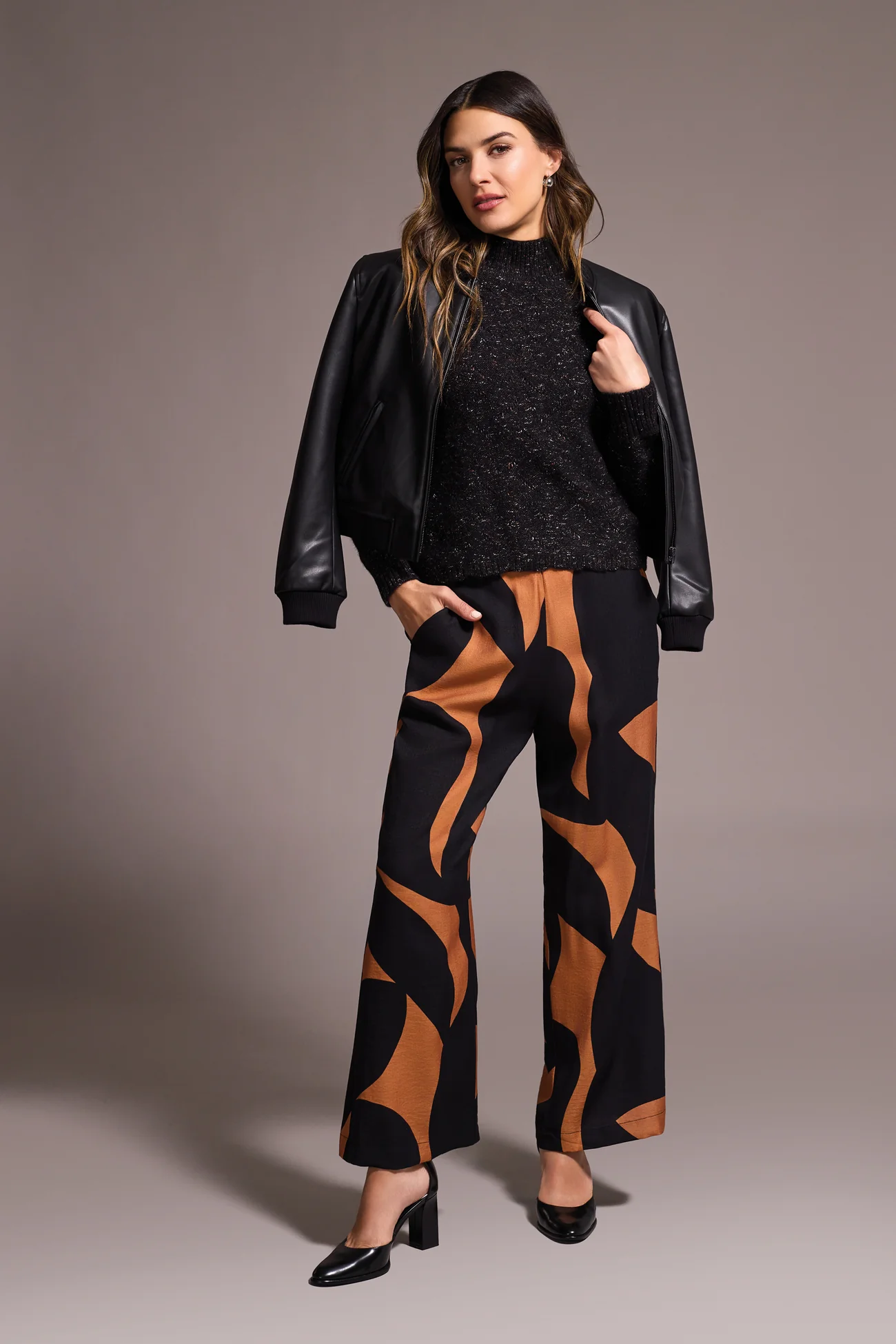 Flowy Abstract Flare Leg Pants