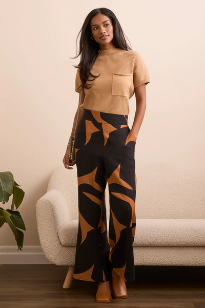 Flowy Abstract Flare Leg Pants