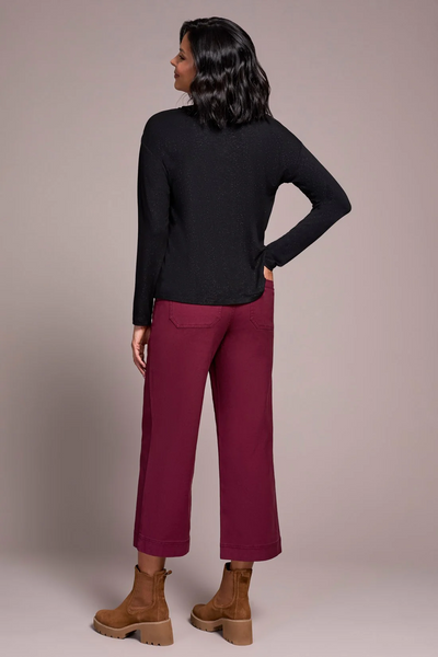 Soft Shine Effect V-Neck Drop Shoulder Top