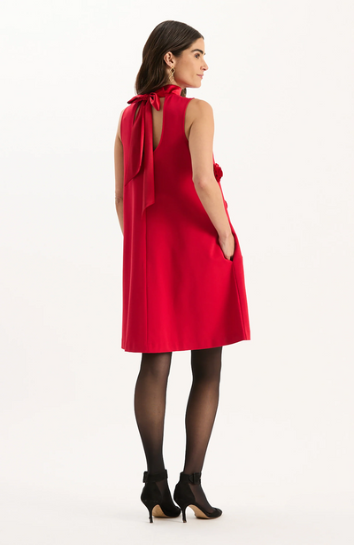 Cleo Ponte Satin Trim Dress - Classic Red