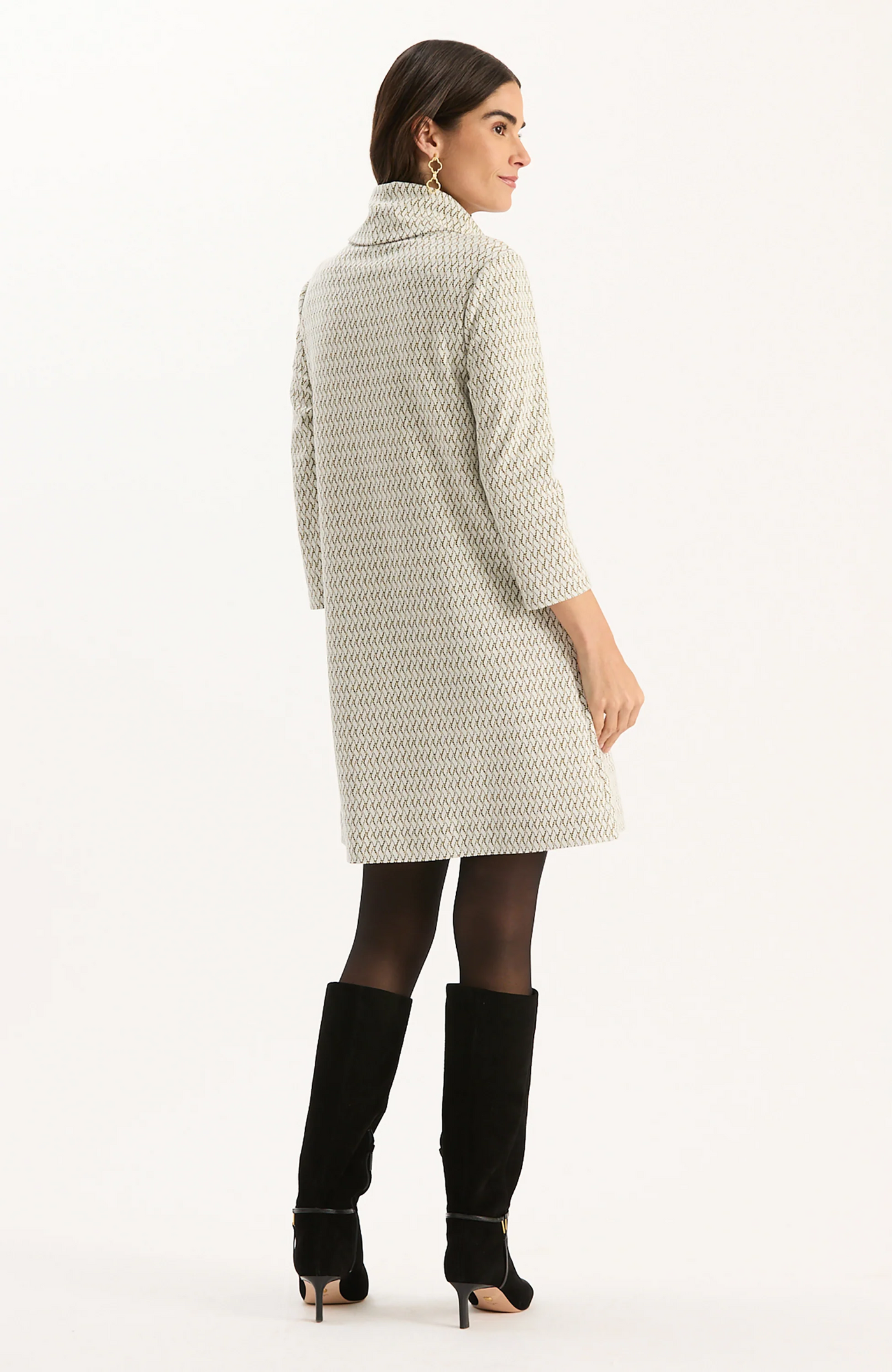 Kim Knit Dress - Ivory & Gold