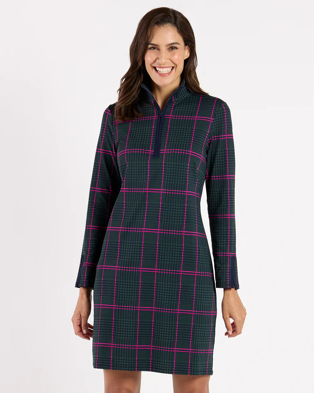 Anna Dress Jude Cloth - Glen Plaid Pine Navy