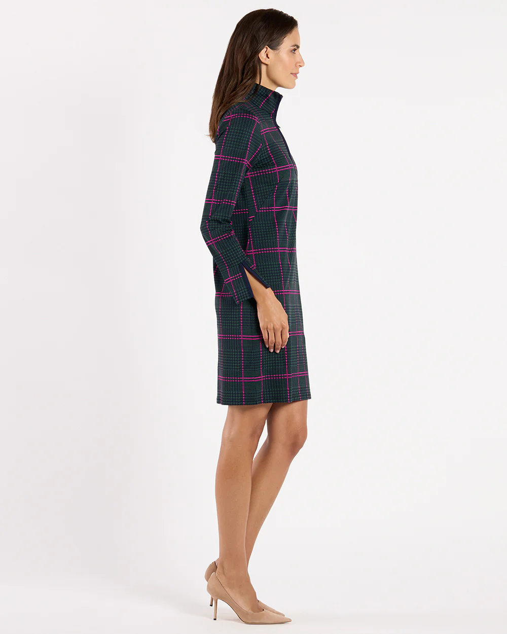 Anna Dress Jude Cloth - Glen Plaid Pine Navy