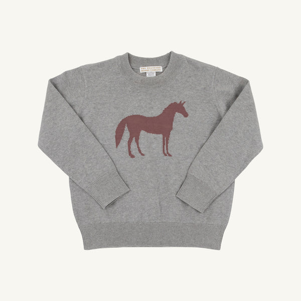 Isaac's Intarsia Sweater Grantley Gray with Horse Intarsia