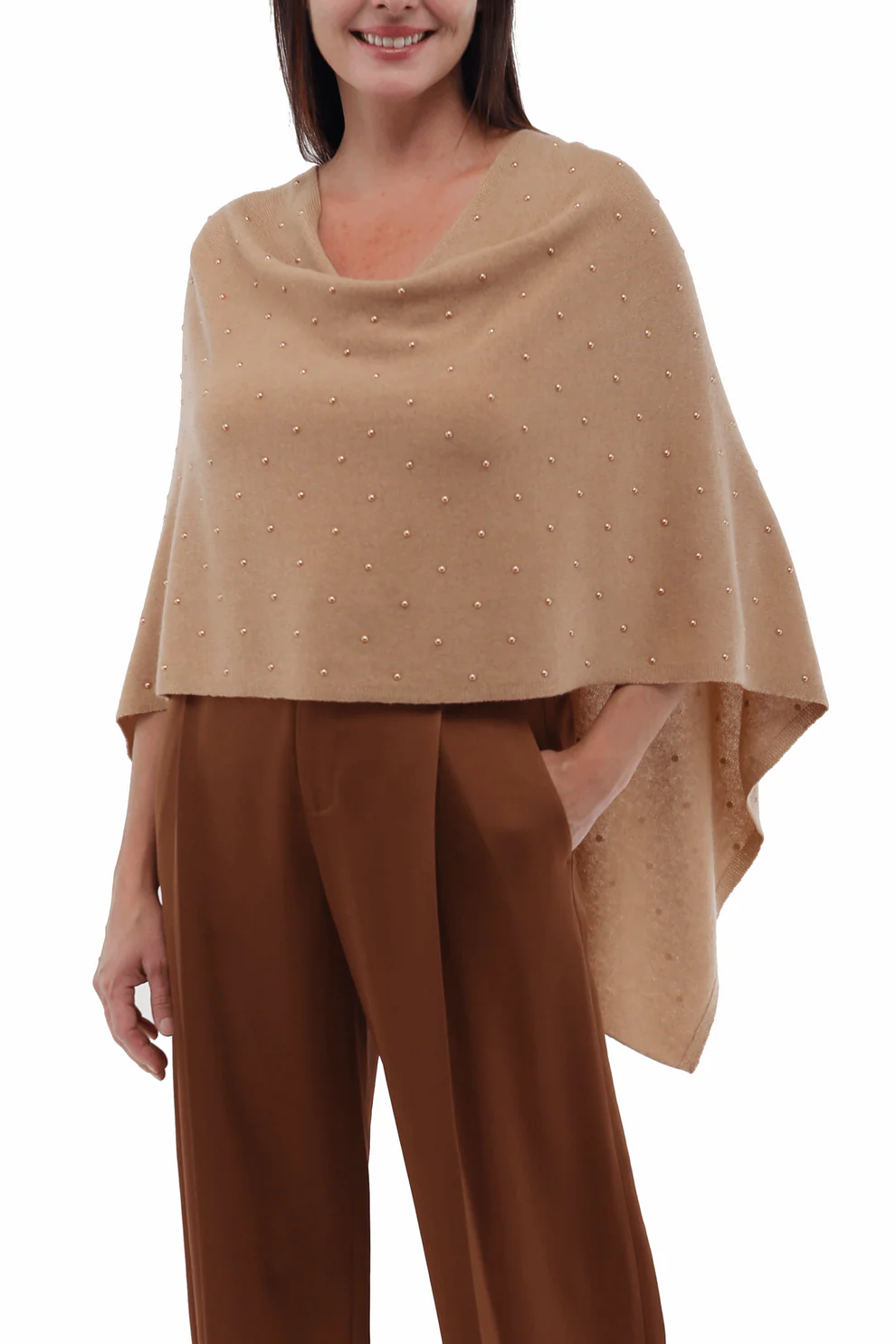 Cashmere Blend Pearl Topper - Vicuna