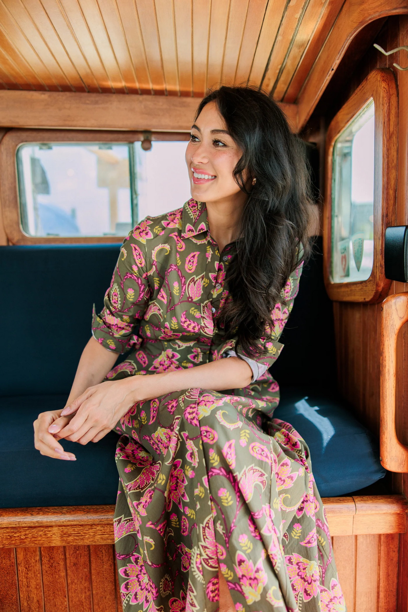 Classic Shirtdress, Raspberry Garden